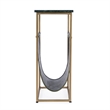 Pemberly Row Set of 2 Marble & Leather Magazine Side Tables in Green