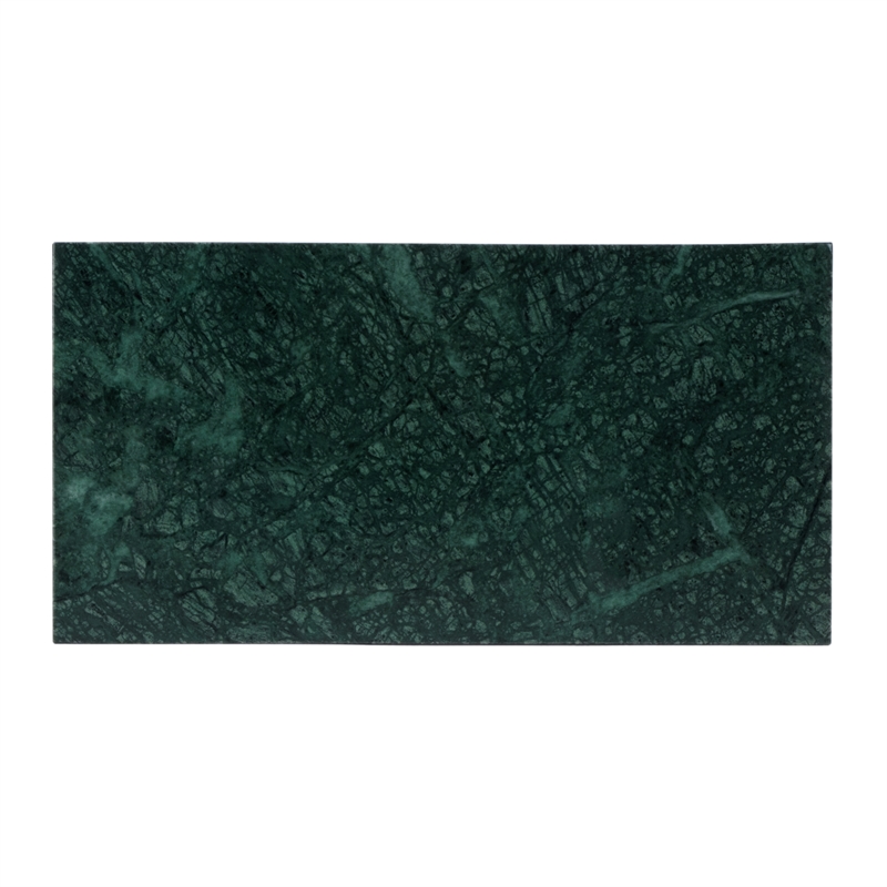 Pemberly Row Set of 2 Marble & Leather Magazine Side Tables in Green