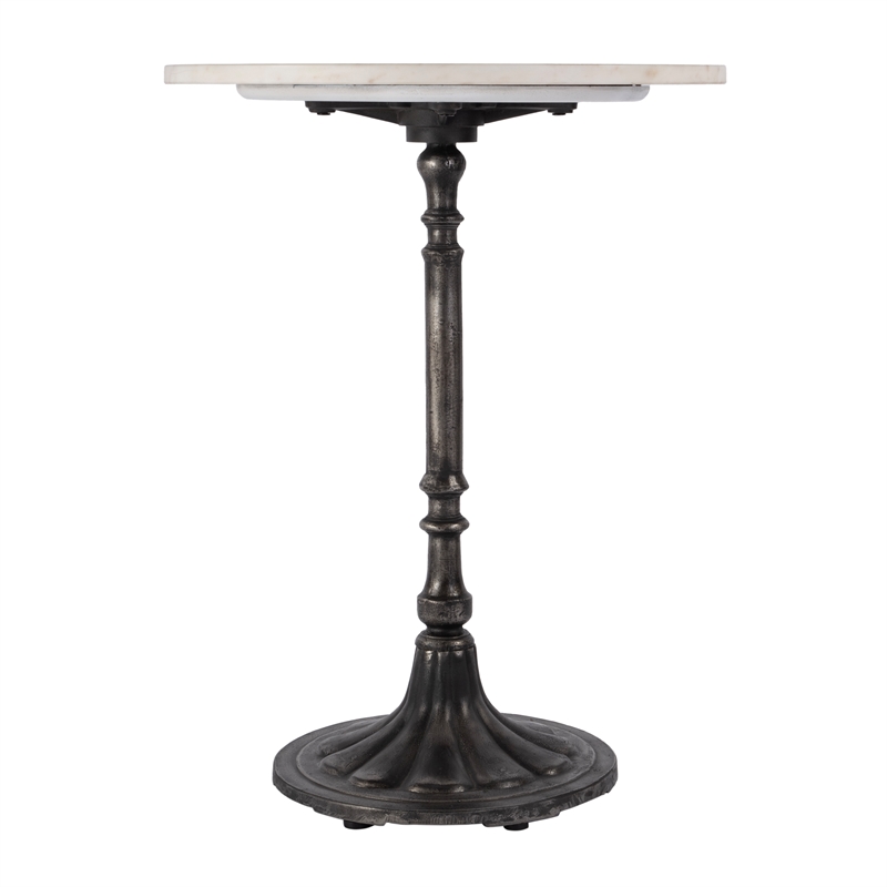 Pemberly Row Set of 2 Contemporary Round Marble and Iron Accent Tables