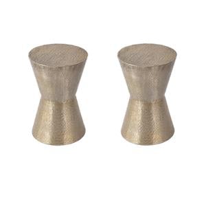 Pemberly Row Set of 2 12&quotW Round Aluminum End Tables in Bronze
