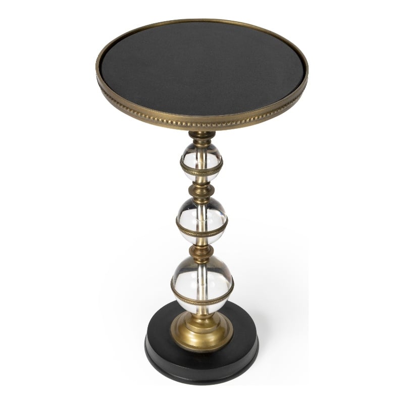 Pemberly Row Set of 2 Contemporary Granite & Acrylic Pedestal End Tables