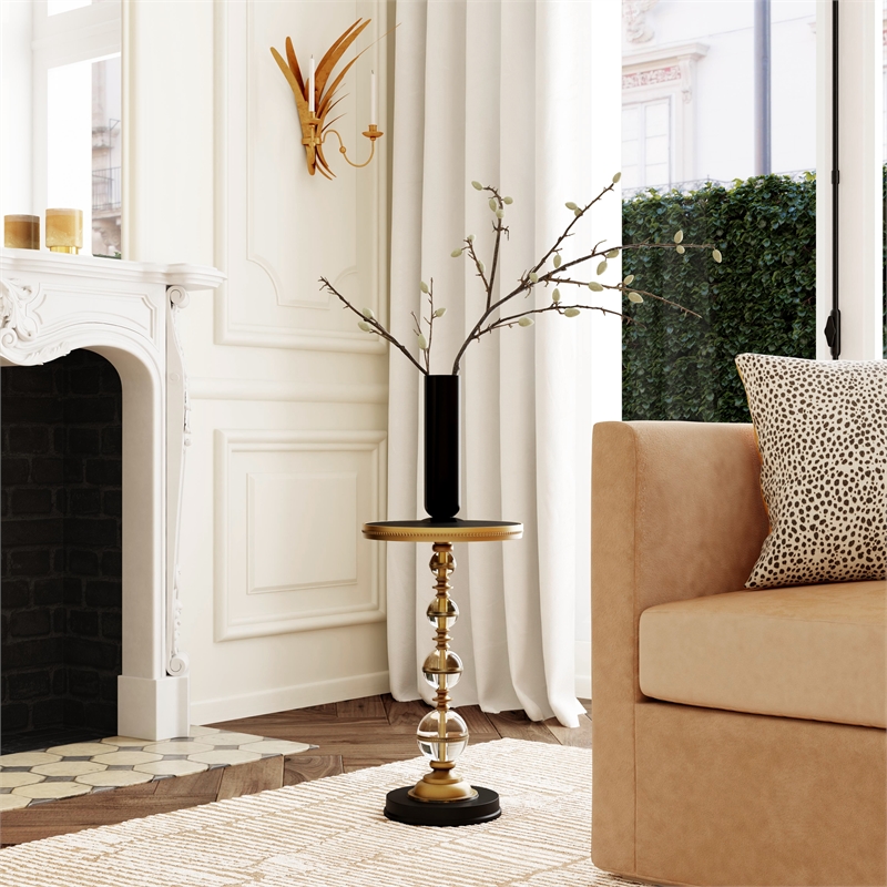 Pemberly Row Set of 2 Contemporary Granite & Acrylic Pedestal End Tables