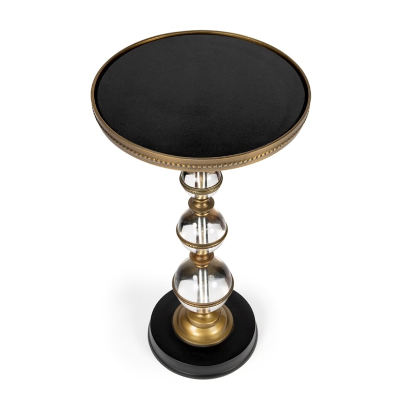 Pemberly Row Set of 2 Contemporary Granite & Acrylic Pedestal End Tables