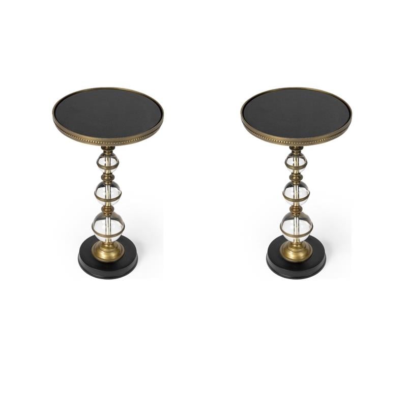 Pemberly Row Set of 2 Contemporary Granite & Acrylic Pedestal End Tables