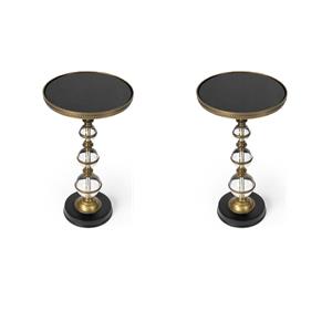 Pemberly Row Set of 2 Contemporary Granite & Acrylic Pedestal End Tables