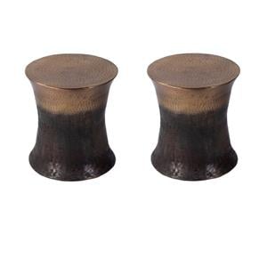 Pemberly Row Set of 2 14&quotW Stainless Steel End Tables in Bronze