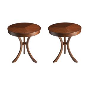 Pemberly Row Set of 2 Wood Gerard Side Tables In Umber Finish