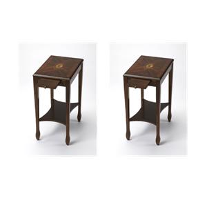 Pemberly Row Set of 2 Contemporary Side Tables In Plantation Cherry