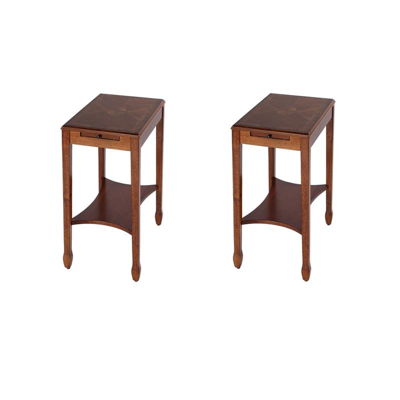 Pemberly Row Set of 2 Transitional Side Tables In Olive Ash Burl
