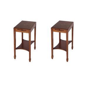 Pemberly Row Set of 2 Transitional Side Tables In Olive Ash Burl