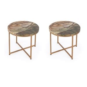 Pemberly Row Set of 2 Modern / Contemporary Marble Side Tables