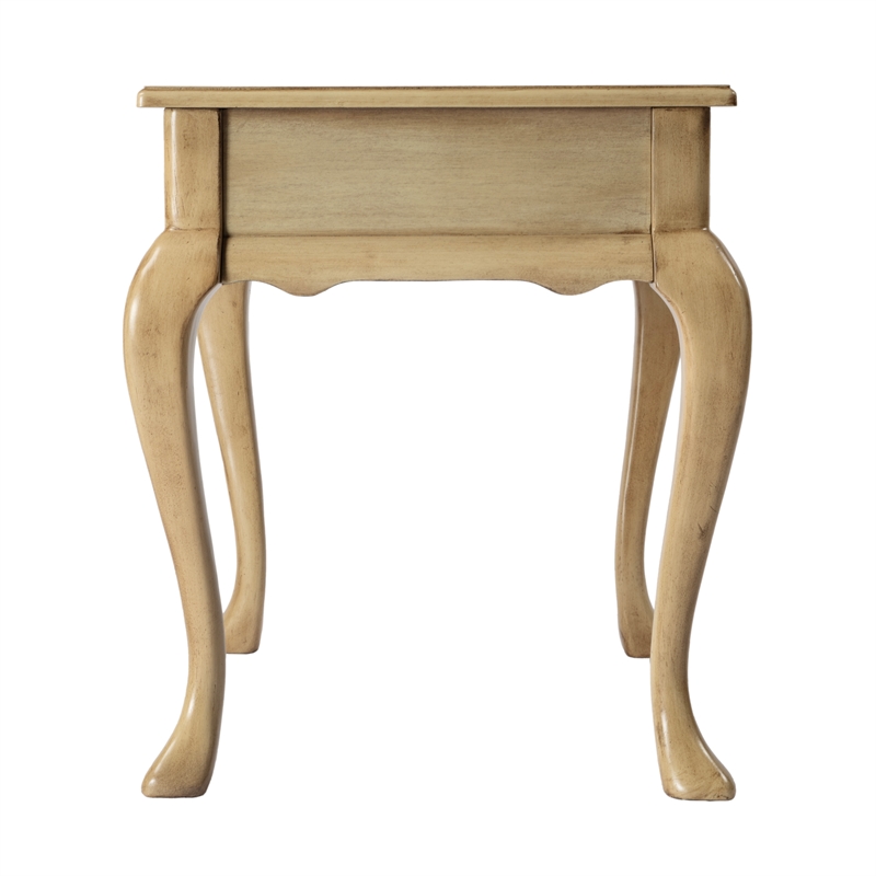 Pemberly Row Set of 2 Contemporary 1-Drawer End Tables in Antique Beige