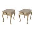 Pemberly Row Set of 2 Contemporary 1-Drawer End Tables in Antique Beige