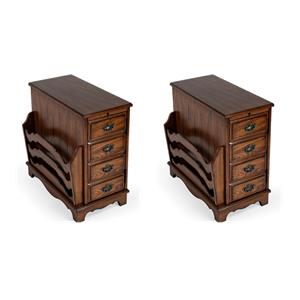 Pemberly Row Set of 2 Contemporary Wooden Cherry Side Tables