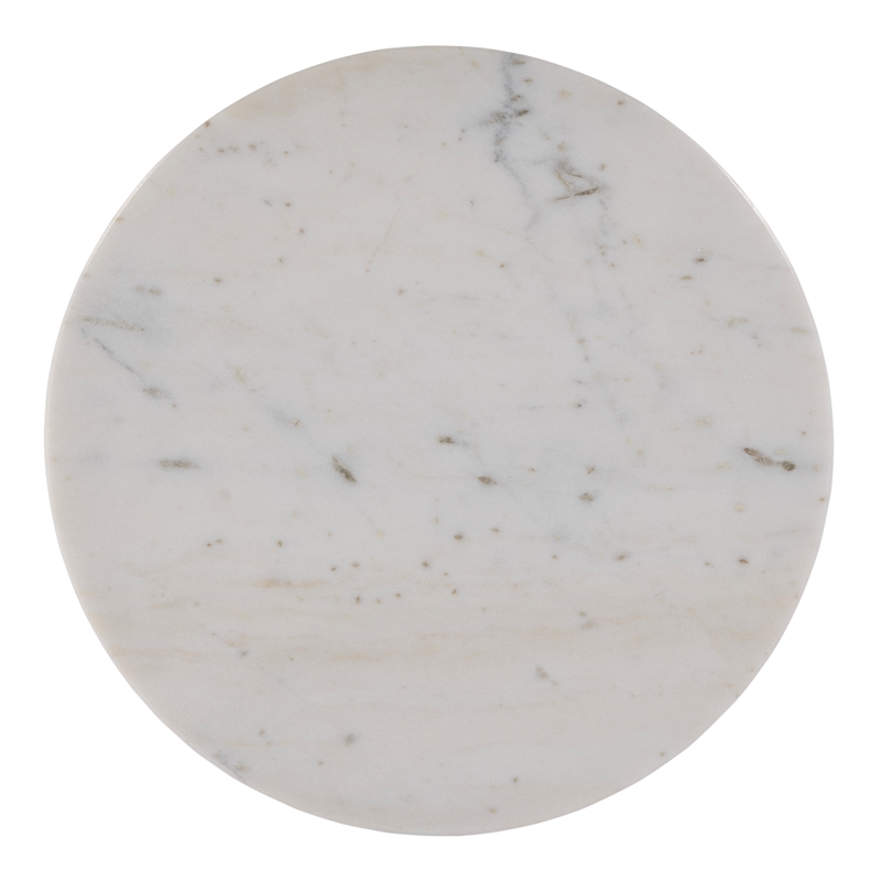 Pemberly Row Set of 2 Round Marble and Metal Side Tables in Antique Gold