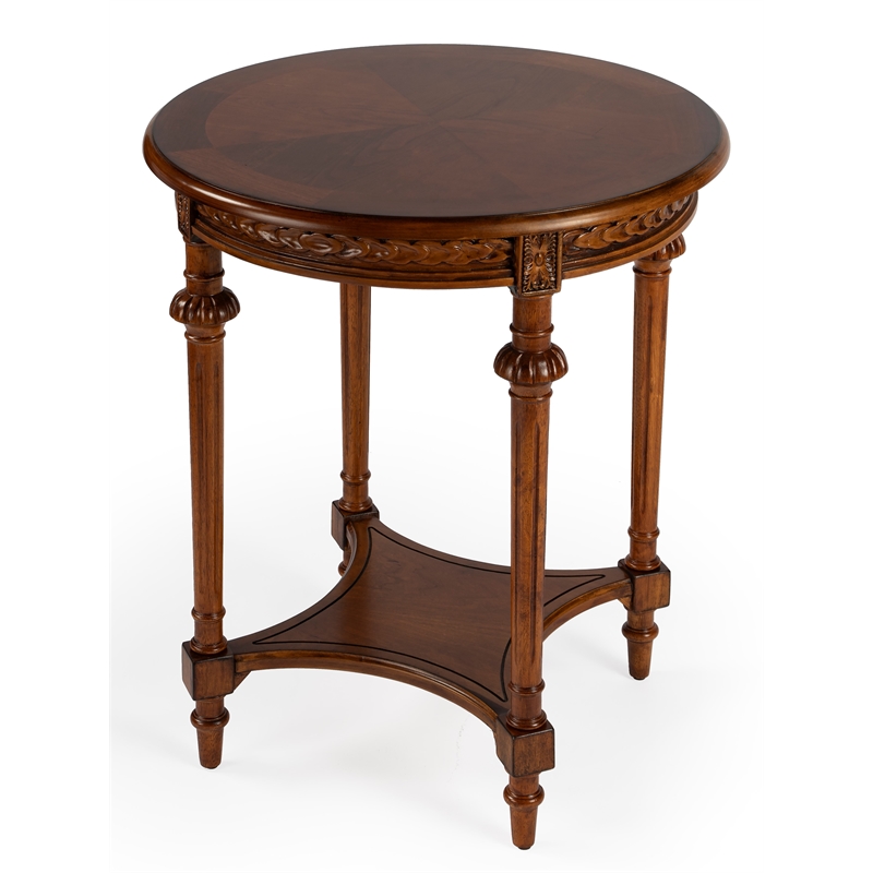 Pemberly Row Set of 2 Contemporary Olive Ash Burl Lamp Tables In Brown