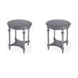 Pemberly Row Set of 2 Contemporary Round Gray Wood Lamp Tables