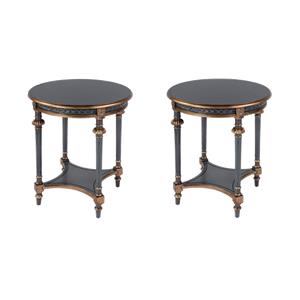 Pemberly Row Set of 2 24&quotW Round Wood End Tables in Pastel Blue