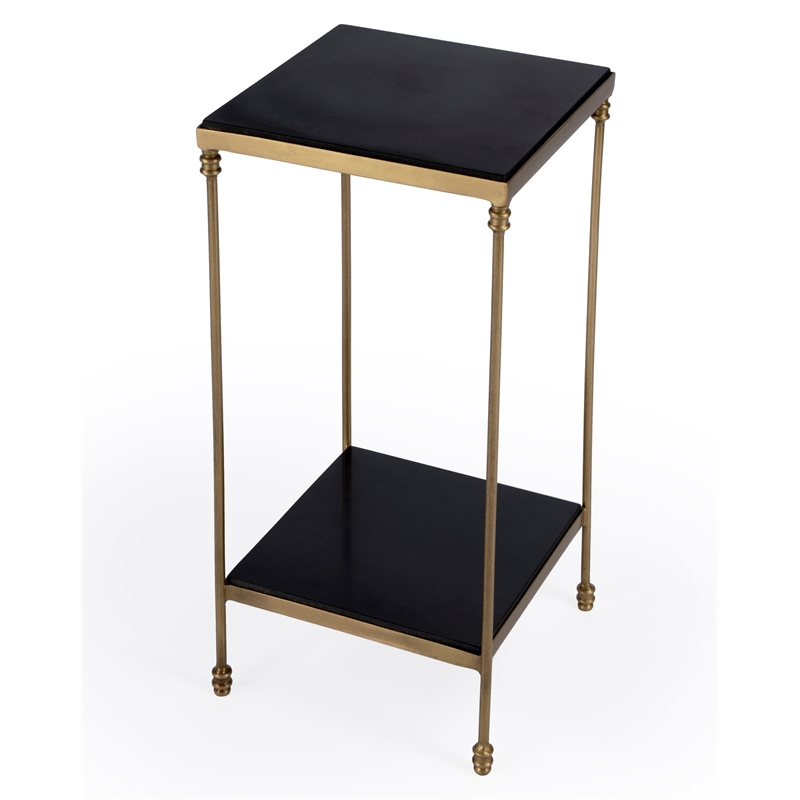 Pemberly Row Set of 2 Contemporary Iron And Black Granite Side Tables