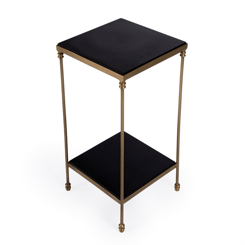 Pemberly Row Set of 2 Contemporary Iron And Black Granite Side Tables