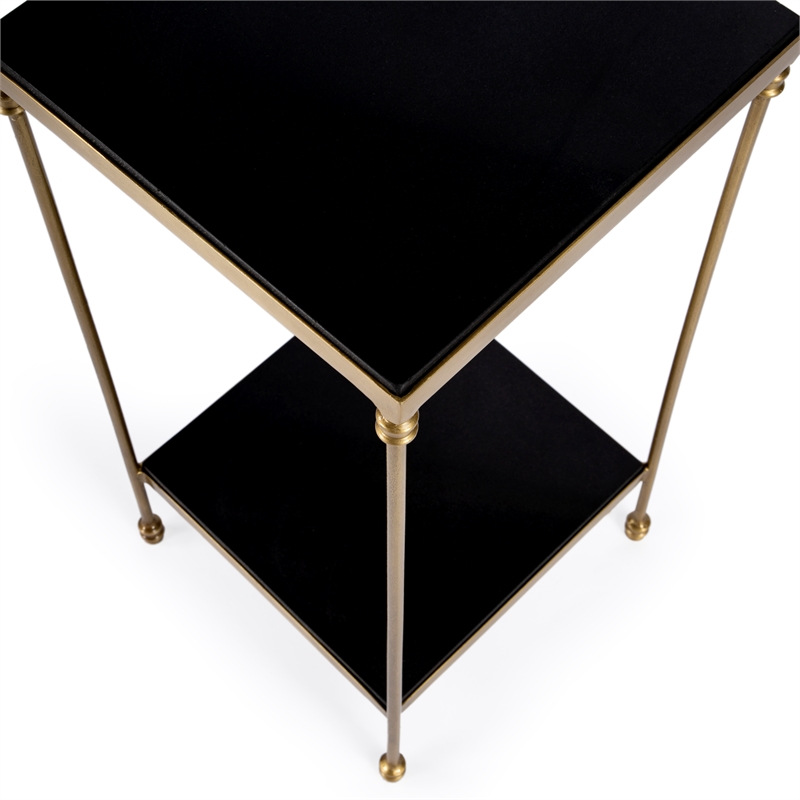Pemberly Row Set of 2 Contemporary Iron And Black Granite Side Tables