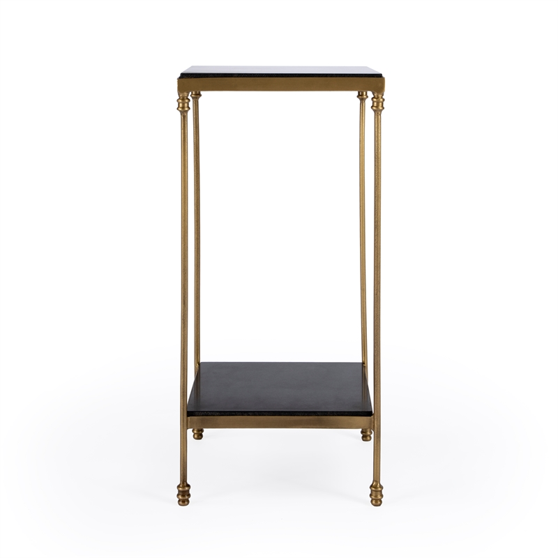 Pemberly Row Set of 2 Contemporary Iron And Black Granite Side Tables