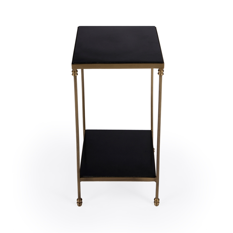 Pemberly Row Set of 2 Contemporary Iron And Black Granite Side Tables