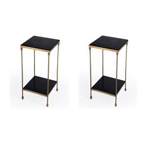 Pemberly Row Set of 2 Contemporary Iron And Black Granite Side Tables