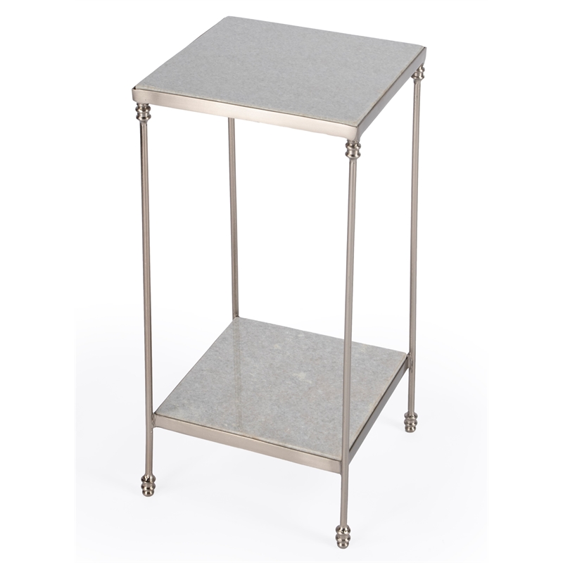 Pemberly Row Set of 2 Modern / Contemporary White Marble Side Tables