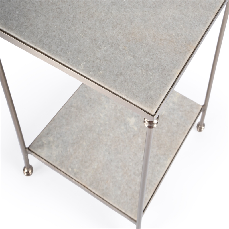 Pemberly Row Set of 2 Modern / Contemporary White Marble Side Tables