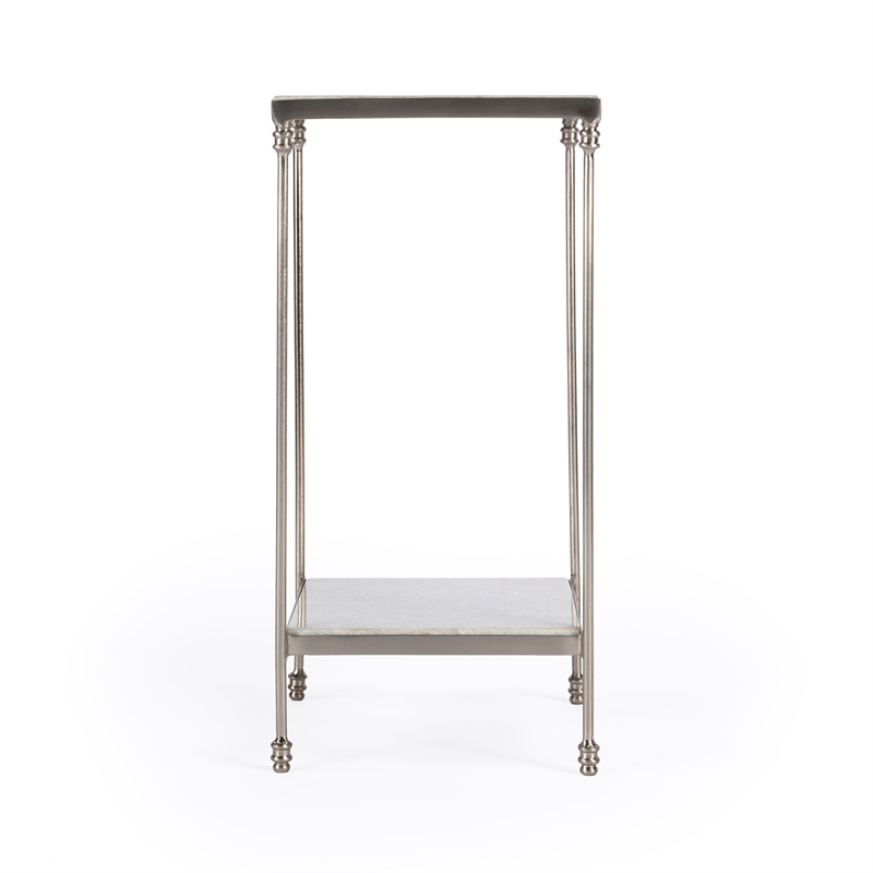 Pemberly Row Set of 2 Modern / Contemporary White Marble Side Tables