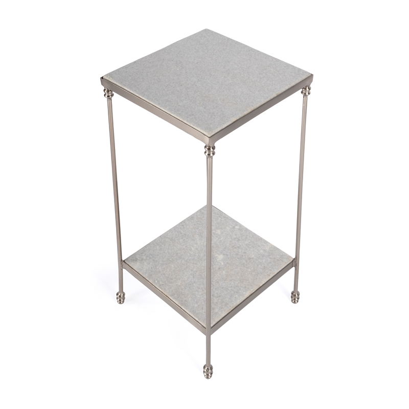 Pemberly Row Set of 2 Modern / Contemporary White Marble Side Tables