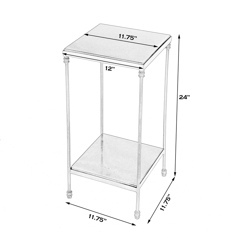 Pemberly Row Set of 2 Modern / Contemporary White Marble Side Tables