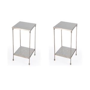 Pemberly Row Set of 2 Modern / Contemporary White Marble Side Tables
