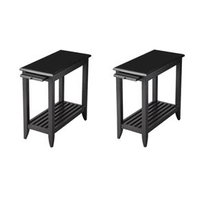 Pemberly Row Set of 2 Transitional Chairside Tables In Black Licorice