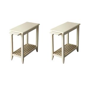 Pemberly Row Set of 2 Contemporary Chairside Tables In Cottage White