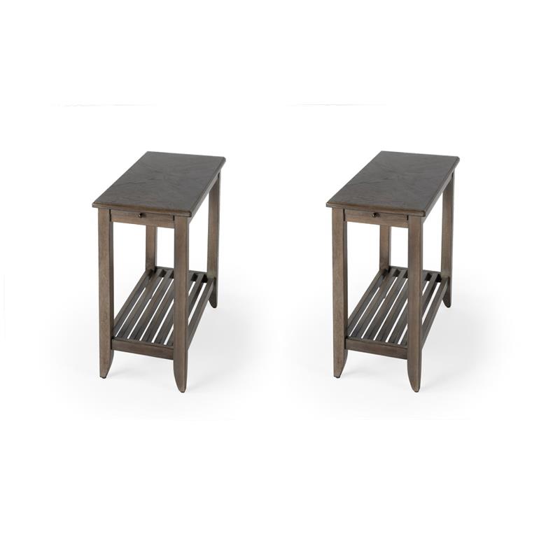 Pemberly Row Set of 2 Transitional Chairside Tables In Dusty Trail