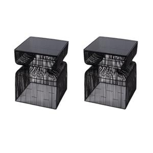 Pemberly Row Set of 2 14&quotW Square Stainless Steel End Tables in Bronze