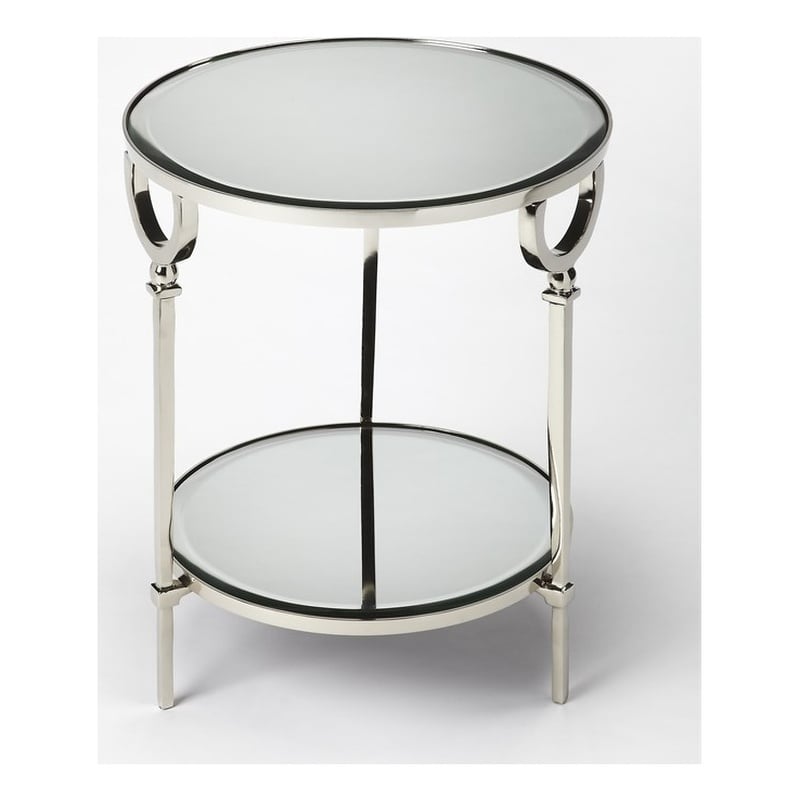 Pemberly Row Set of 2 Contemporary Metal And Mirror End Tables