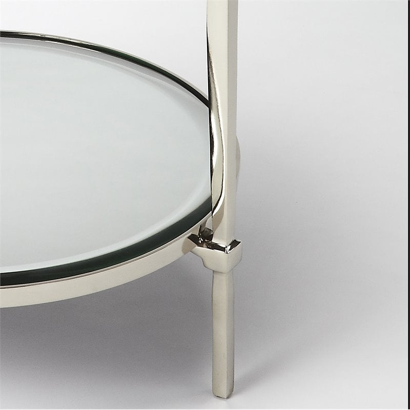 Pemberly Row Set of 2 Contemporary Metal And Mirror End Tables