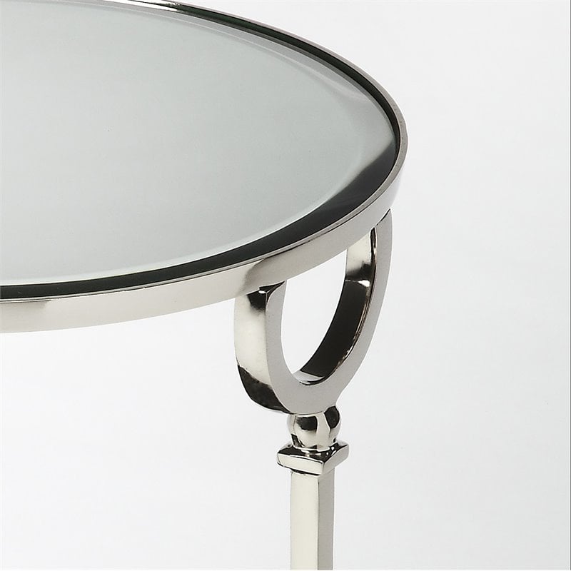 Pemberly Row Set of 2 Contemporary Metal And Mirror End Tables
