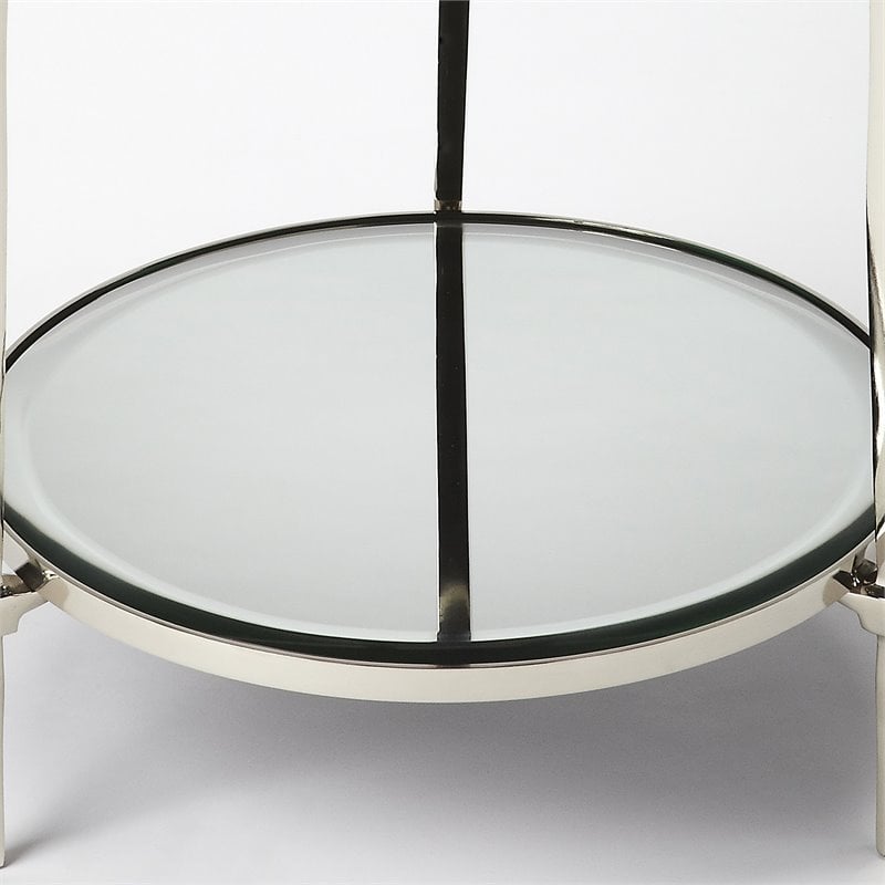 Pemberly Row Set of 2 Contemporary Metal And Mirror End Tables