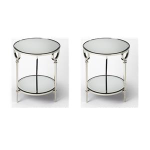 Pemberly Row Set of 2 Contemporary Metal And Mirror End Tables