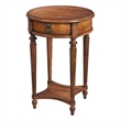 Pemberly Row Set of 2 1-Drawer Antique Cherry Round Accent Tables