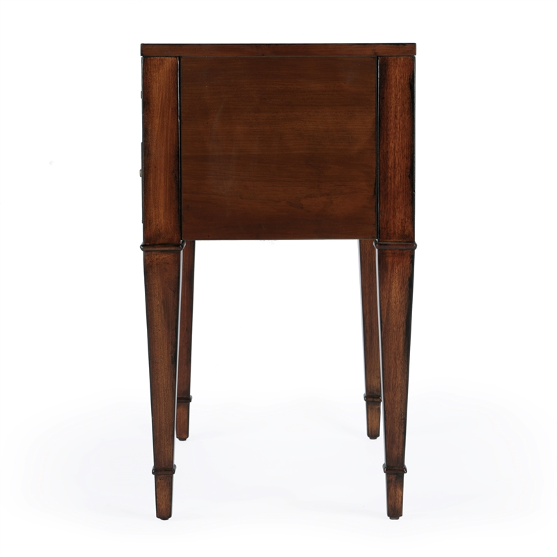 Pemberly Row Set of 2 Contemporary 2-Drawer End Tables in Antique Cherry