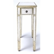 Pemberly Row Set of 2 Contemporary Mirrored Chairside Tables in Silver