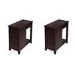 Pemberly Row Set of 2 Contemporary 4-Drawer Chairside Chest In Brown