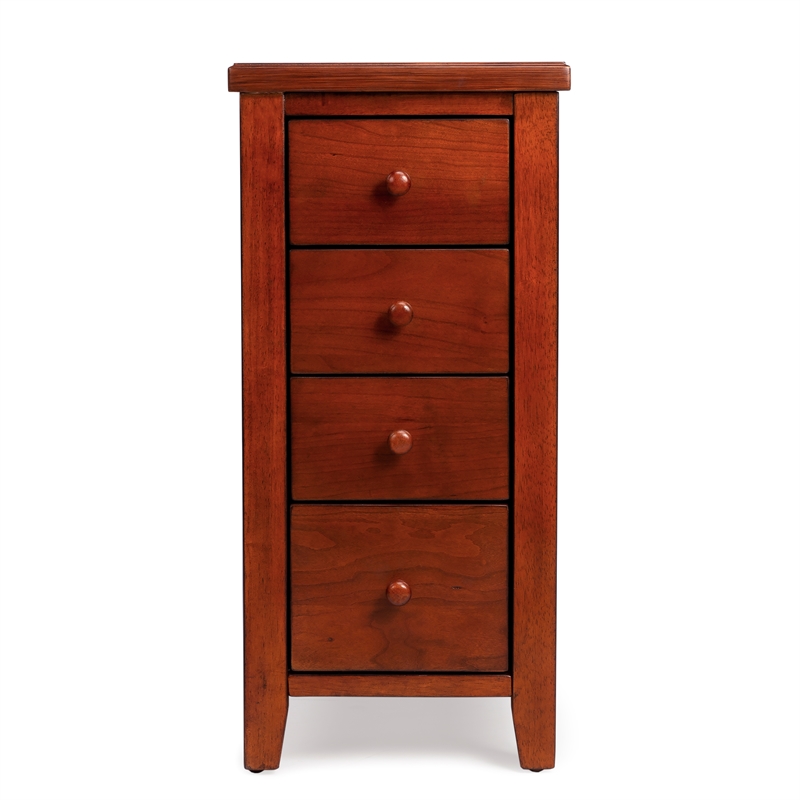 Pemberly Row Set of 2 Olive Ash Burl 4-Drawer Chairside Chest In Brown