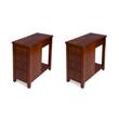 Pemberly Row Set of 2 Olive Ash Burl 4-Drawer Chairside Chest In Brown