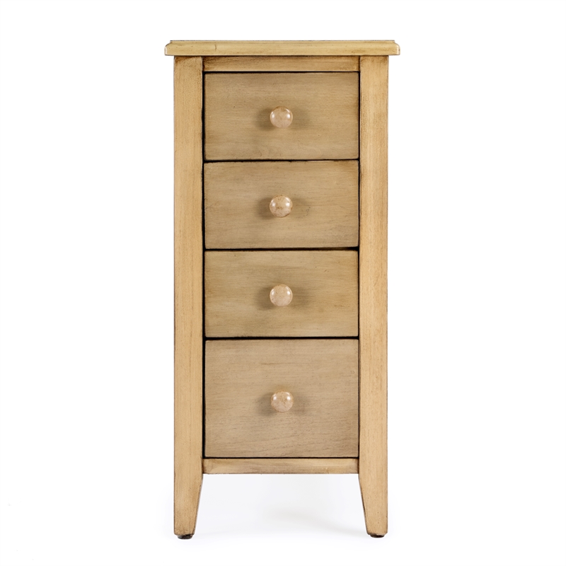 Pemberly Row Set of 2 Contemporary 4-Drawer Wood Side Tables In Beige
